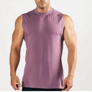 Alphalete Premium Stepped Hem Tank Top Black Plum Large New